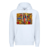 White Our Lady Of Guadalupe Glitter Leopard Flowers Premium Hoodie - FaDigitalArtStudio