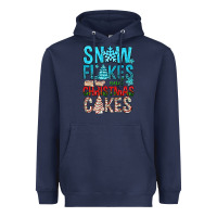 Navy Snow Flakes aAd Christmas Cakes Heavyweight Hoodie - BundleAndBundleShop