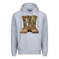 Heather Grey soldier boots Premium Hoodie - RanaPortraitStore