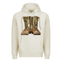 Oatmeal Heather soldier boots Premium Hoodie - RanaPortraitStore