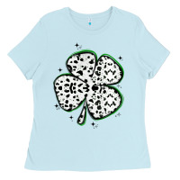 Baby Blue four leaf clover dalmatian print grunge Ladies Tee - MaliasSmallBusiness