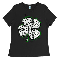 Black four leaf clover dalmatian print grunge Ladies Tee - MaliasSmallBusiness