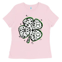 Bubblegum Pink four leaf clover dalmatian print grunge Ladies Tee - MaliasSmallBusiness