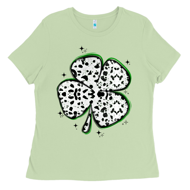 Four Leaf Clover Dalmatian Print Grunge Ladies Tee by MaliasSmallBusiness | Teevron