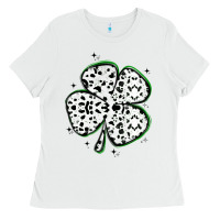 White four leaf clover dalmatian print grunge Ladies Tee - MaliasSmallBusiness