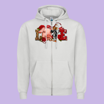 Love With Pig Olivia Zipper Hoodie Designed By Oliviacreatesart