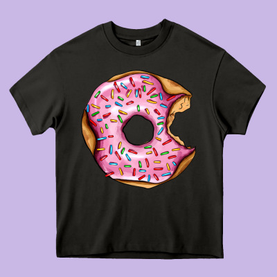 Pink Strawberry Donut Heavy Core Tee Designed By Adodesignshop