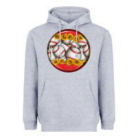 Heather Grey baseball with sunflower round earrings Heavyweight Hoodie - BundleAndBundleShop