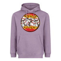 Lavender baseball with sunflower round earrings Heavyweight Hoodie - BundleAndBundleShop