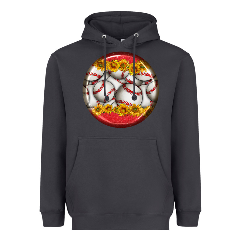 Baseball With Sunflower Round Earrings Heavyweight Hoodie by BundleAndBundleShop | Teevron