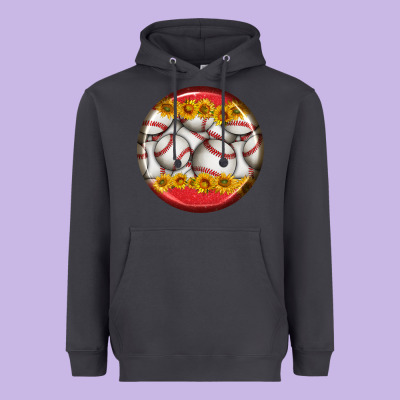 Baseball With Sunflower Round Earrings Heavyweight Hoodie Designed By Bundleandbundleshop