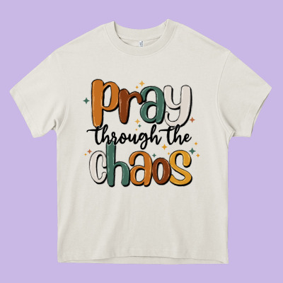 Pray Throthe Chaos Heavy Core Tee Designed By Maliassmallbusiness