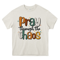 Cream pray throthe chaos Heavy Core Tee - MaliasSmallBusiness