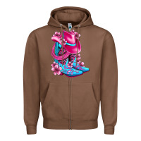 Chestnut valentine cowboy boots and hat olivia Zipper Hoodie - OliviaCreatesArt