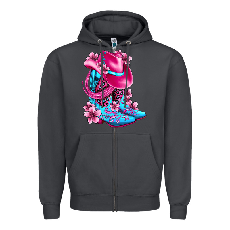 Valentine Cowboy Boots And Hat Olivia Zipper Hoodie by OliviaCreatesArt | Teevron