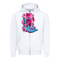 White valentine cowboy boots and hat olivia Zipper Hoodie - OliviaCreatesArt