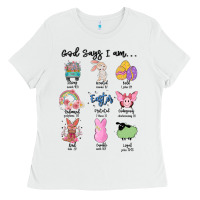 White gos says ı am easter Ladies Tee - MaliasSmallBusiness