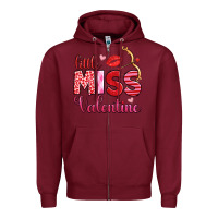 Burgundy little miss valentine Zipper Hoodie - OliviaCreatesArt