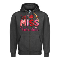 Charcoal Heather little miss valentine Zipper Hoodie - OliviaCreatesArt