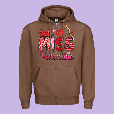Little Miss Valentine Zipper Hoodie Designed By Oliviacreatesart