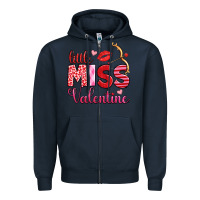 Navy little miss valentine Zipper Hoodie - OliviaCreatesArt