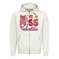 Oatmeal Heather little miss valentine Zipper Hoodie - OliviaCreatesArt