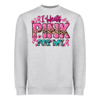 Heather Grey I wear pink for my custom name Cancer Awareness Heavyweight Sweatshirt - HowdyJamesFarm