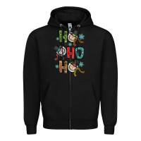 Black ho ho ho Zipper Hoodie - OliviaCreatesArt