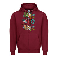 Burgundy ho ho ho Zipper Hoodie - OliviaCreatesArt