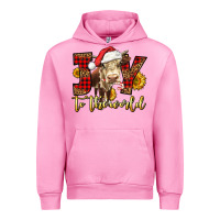 Fuchsia Pink joy to the world christmas cow Urban Hoodie - LillyAllenDesigns