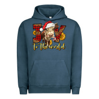 Pigment Midnight Navy joy to the world christmas cow Urban Hoodie - LillyAllenDesigns