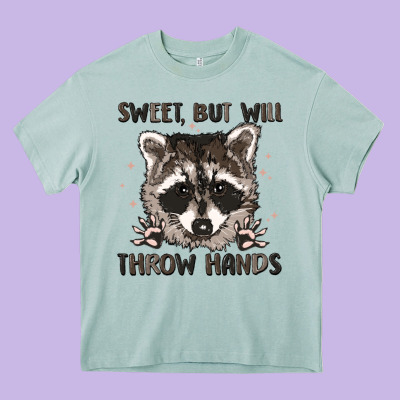 Sweet But Will Throw Hands Heavy Core Tee Designed By Maliassmallbusiness