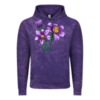 Cloud Purple Pasque Flower Illustrations Vintage Hoodie - LillyAllenDesigns