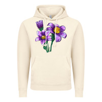 Vintage Artic Pasque Flower Illustrations Vintage Hoodie - LillyAllenDesigns