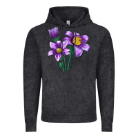 Vintage Black Pasque Flower Illustrations Vintage Hoodie - LillyAllenDesigns
