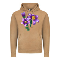 Vintage Camel Pasque Flower Illustrations Vintage Hoodie - LillyAllenDesigns