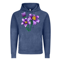 Pasque Flower Illustrations Vintage Hoodie | Teevron