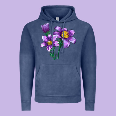 Pasque Flower Illustrations Vintage Hoodie Designed By Lillyallendesigns