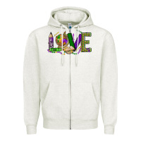 Oatmeal Heather love teacher mardi gras Zipper Hoodie - OliviaCreatesArt