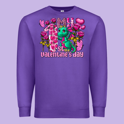 My First Valentine's Day Dragon Premium Sweatshirt Designed By Fadigitalartstudio