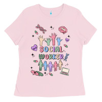 Bubblegum Pink social worker Ladies Tee - MaliasSmallBusiness