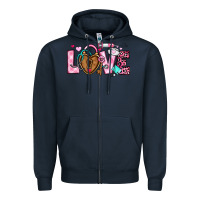 Navy love valentines day nurse Zipper Hoodie - OliviaCreatesArt