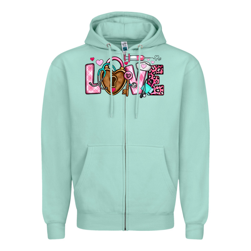 Love Valentines Day Nurse Zipper Hoodie by OliviaCreatesArt | Teevron