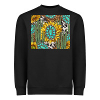 Black western cactus with sunflowers and turquoise tumbler tbs Heavyweight Sweatshirt - TumblerDesignByShophia