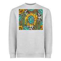 Heather Grey western cactus with sunflowers and turquoise tumbler tbs Heavyweight Sweatshirt - TumblerDesignByShophia
