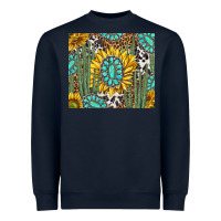 Navy western cactus with sunflowers and turquoise tumbler tbs Heavyweight Sweatshirt - TumblerDesignByShophia