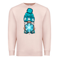 Pale Pink winter gnome with snowflake Premium Sweatshirt - BundleAndBundleShop