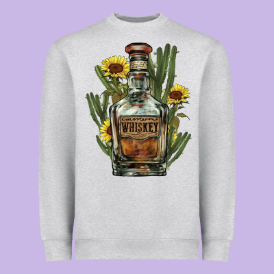 Western Whiskey Bottle Heavyweight Sweatshirt Designed By Howdyjamesfarm
