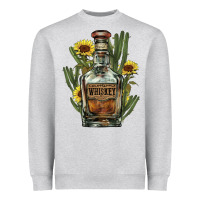 Heather Grey Western whiskey bottle Heavyweight Sweatshirt - HowdyJamesFarm