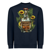 Navy Western whiskey bottle Heavyweight Sweatshirt - HowdyJamesFarm